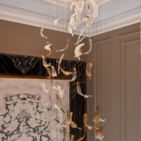 Lustres LED modernes de luxe en verre long, personnalisables, pour villas, restaurants haut de gamme et escaliers – Prix fabricant