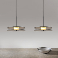 Lustre JACKSUN en cristal couleur thé, forme soucoupe volante, diamètre 50 cm, hauteur réglable, pour chambre à coucher, 4000K 7W