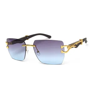 Kenbo óculos de sol sem aro para homens e mulheres, óculos de sol vintage de luxo com marca de grife UV400, óculos de sol baratos para mulheres por atacado