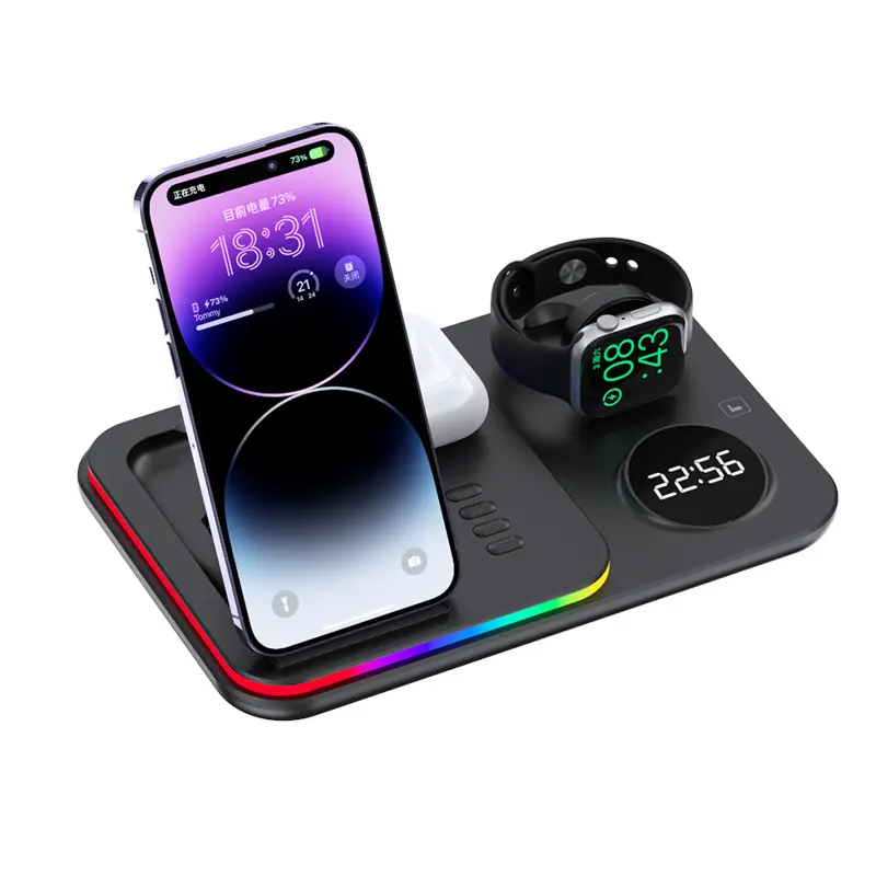 Premium Draadloze Oplaadoplossing Stijlvol Ontwerp Draadloze Oplader Snel Opladen Magnetisch Dock Voor Smartphones Oordopjes