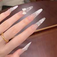 [Shiroi Koibito] Ongles à presser faits main style mariage français, sculpture tridimensionnelle, scintillants et éclatants