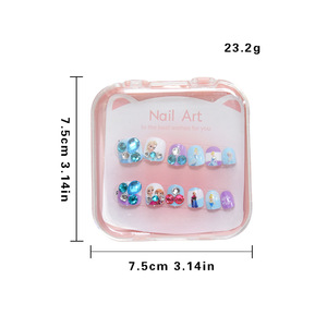 2026 Nuevo Set de 10 <span class=keywords><strong>Uñas</strong></span> Postizas Cuadradas Cortas con Diamantes de Imitación para Niñas, Regalo Infantil, <span class=keywords><strong>Uñas</strong></span> Postizas de Material ABS con Pegamento - Product Image 2