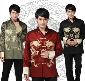 男式服装刺绣龙唐套装中国传统服装男式衬衫上衣夹克旗袍汉服复古