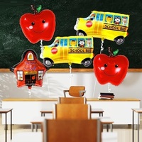 Lot de 5 décorations de rentrée pour ballons d'autobus scolaire et pommes rouges pour la décoration du premier jour d'école