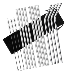 Pailles à boire en acier inoxydable, 241 pièces, avec brosse de nettoyage et pointes de Silicone, accessoires de Bar, 8mm x 100mm(l), vente en gros - Product Image 6