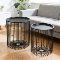 Table basse ronde en métal simple de style nordique Ensemble de chevet de 2 Ensemble de table