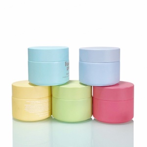 Pots cosmétiques en verre givré écologiques de 100g, couleurs pastel (rose mat, violet, vert), avec couvercle en plastique, pour crème et beurre. - Product Image 1