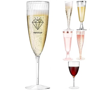 Verres à <span class=keywords><strong>champagne</strong></span> en plastique réutilisables et jetables de 6 oz avec logo personnalisé pour le réveillon du Nouvel An, les anniversaires, les mariages et les célébrations - Product Image 1