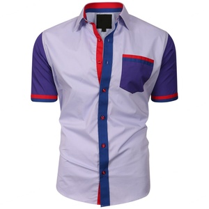 เสื้อเชิ้ตแขนสั้นคอปกตัดสีสำหรับผู้ชาย - Product Image 4