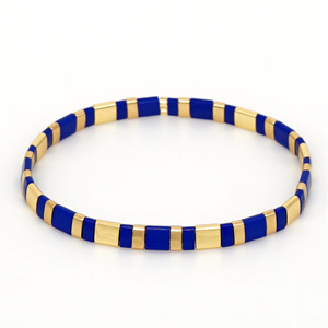 <strong>Bestfriends</strong> Gift Stacking Colorblock Blue Square Bohemian Tila Enamel Rainbow Bead <strong>Bracelet</strong> - Product Image 5