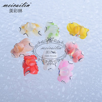 Décorations d'ongles en résine 3D sculptées à la main, fleurs multicolores incrustées de strass, idéales pour le nail art DIY