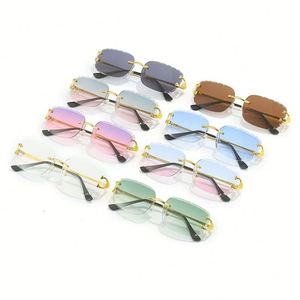 Gafas de Sol de Metal Retro para Hombre, con Logotipo Personalizado al por Mayor, Protección UV400, Lentes Degradadas, Sin Montura, Poligonales, para Mujer - Product Image 3