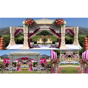 มณฑปงานแต่งงานแบบบอลลีวูดกลางแจ้ง สหรัฐอเมริกา สีขาว งานแต่งงานแบบจोड्हा อาคบาร์ มณฑปงานแต่งงานแบบบอลลีวูด สีขาวมุก ออนแทรีโอ ชิคาโก - Product Image 1
