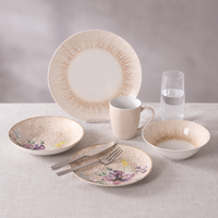 Nouveau Fournisseur de Vaisselle en Porcelaine Fine (Bone China) – Service de Table en Céramique 24 Pièces avec Motif Floral pour Usage Quotidien à la Maison et à la Table à Manger