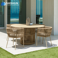 Ensemble de table et chaises de jardin en aluminium avec coussins imperméables pour terrasse, cour et complexes hôteliers