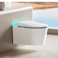 Système de toilette intelligent de luxe, montage mural, siphon en P et en S inclus, céramique, télécommande, fonction de chauffage du siège, design intelligent