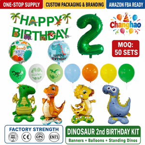 Set de Globos de Látex con Diseño de Dinosaurios de la Selva para Fiestas, Pancarta, Números y Accesorios para Fotos, Decoración de Cumpleaños Infantiles - Product Image 1