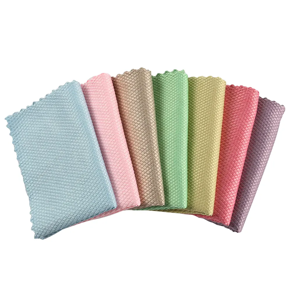 Drop Shipping Wholesale Household Color Fish Scale Microfiber Cleaning Cloth Absorbent Glass Towel Cloth 25*25cm