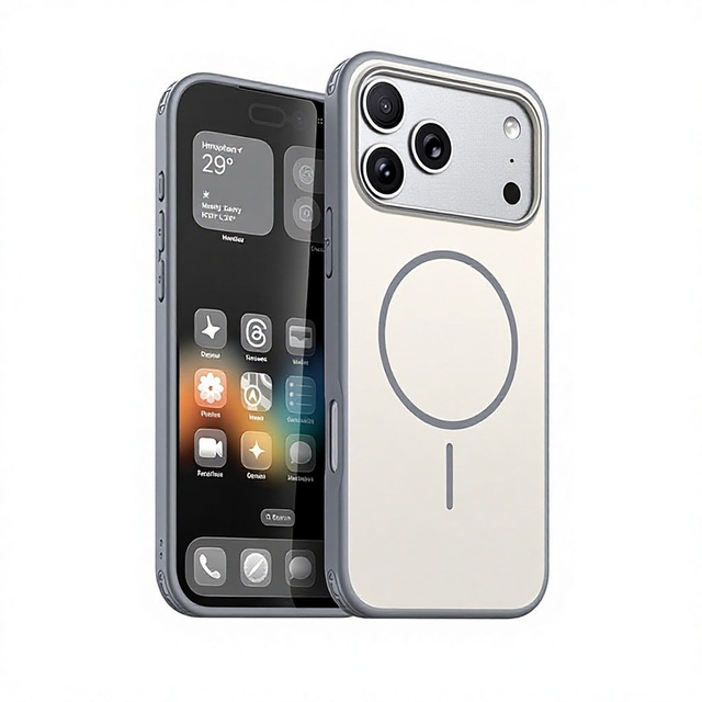 Magnetic PC Phone Case for IPhone 18 Pro Max 17 Pro Dual-Tone Skin-Feel Minimalist Drop-Proof Cover Magnetic Kickstand 17 18