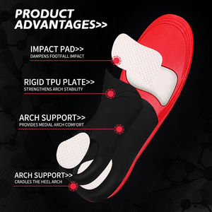 <span class=keywords><strong>Semelles</strong></span> <span class=keywords><strong>orthopédiques</strong></span> personnalisées imprimées pour le soutien des pieds plats, correction sportive, course à pied, noires et rouges, avec soutien de la voûte plantaire - Product Image 4