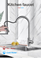 Robinet de cuisine moderne Weihao à commande tactile avec douchette extractible multifonctions en acier inoxydable