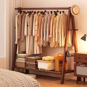 Solid Wood <b>Clothes</b> <b>Rack</b> 60x120cm Floor Standing Coat Storage Organizer For Bedroom Living Room - Product Image 1