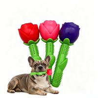 Jouet à mâcher pour chien YMH en TPR, rose simulé, plusieurs couleurs disponibles, avec tige à picots surélevés pour l'hygiène dentaire quotidienne et le jeu