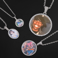 Collier pendentif photo cercle super grand 70 mm, cadre photo plaqué or 18 carats, breloques souvenir, cadeau de Nouvel An pour la famille