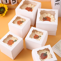 Boîte à gâteau d'anniversaire avec logo personnalisé, boîte à gâteau en carton blanc ivoire rectangulaire pliable de qualité alimentaire biodégradable avec fenêtre transparente