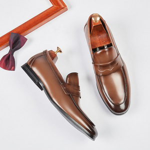 Zapatos de Vestir de Cuero Genuino para Hombre, con Punta Puntiaguda, Sin Cordones, Suela de Goma, para Todas las Temporadas, Color Sólido, Envío Directo - Product Image 2