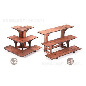 Wooden <b>Display</b> <b>Rack</b> 3 Floors Detachable Portable Desktop Organization Storage <b>Rack</b> - Product Image 2