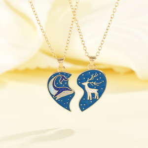 Bestfriend 2 pz Set simpatico magnete animale ciondolo cuore migliori amici collane per bambini da ragazza - Product Image 1