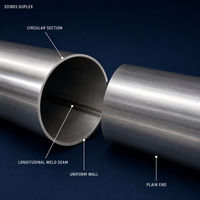 Tuyau en acier inoxydable duplex ASTM A790 S31803, utilisation circulaire pour l'eau de mer et les lignes chimiques