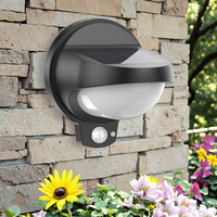 Appliques murales solaires à LED pour jardin extérieur avec capteur de mouvement de sécurité Corps en plastique étanche IP44 pour l'utilisation de la cour paysagère et du patio