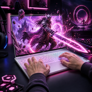 16 Inch White High Performance Gaming Laptop Intel Core Ultra 9 RTX 5070 32GB 1TB 240Hz 3.2K Screen Slim AI Gaming <b>Notebook</b> - Product Image 1