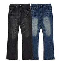 Nouveauté Jeans Bootcut Clean Fit pour Hommes Style Américain Jambes Évasées Denim Pantalons Rétro Effet Délavé Casual Pantalons pour Hommes