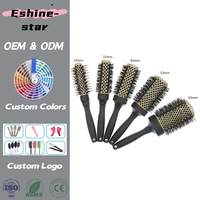 Brosse à cheveux en silicone, lisseur rond en céramique, résistant à la chaleur, logo personnalisé, 1 pièce