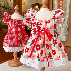 Pet <b>Clothes</b> Floral Dress Summer Breathable Skirt <b>For</b> <b>Cat</b> Dog Puppy Teddy Bichon Corgi - Product Image 1