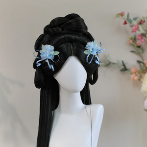 26 Summer Original Design Antique Style Handmade Silk <b>Flower</b> Blue Anti-Gravity Hair Clip <b>Sweet</b> Makeup Styling Perforated <b>Flower</b> - Product Image 1