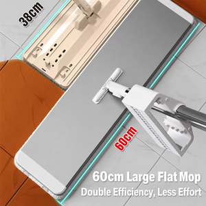 <span class=keywords><strong>Mop</strong></span> Piatto Extra Large <span class=keywords><strong>60cm</strong></span> con Pannello Allungato in Alluminio e Asta Lunga 160cm, Panni in Microfibra per Pulizia Quotidiana di Pavimenti Asciutti e Bagnati - Product Image 1