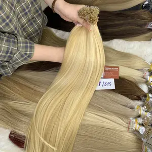 Rambut manusia Virgin lurus dari Vietnam grosir bundel 100% Keratin Nano ujung warna rambut Virgin rambut Nano-Tip