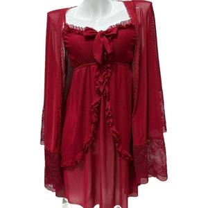 S7277F Ensemble <span class=keywords><strong>de</strong></span> Nuit Sexy et Confortable en Dentelle Respirante pour Femme avec Bretelles et Coussinets <span class=keywords><strong>de</strong></span> Poitrine – Collection Été-Automne Tentation Féminine - Product Image 6