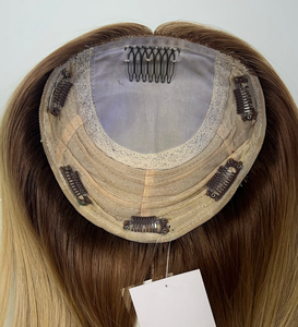 Prothèse capillaire mi-longue blond doré, longue durée, douce, naturelle, avec couverture en dentelle HD transparente, pour les zones clairsemées, pour femmes, pour l'alopécie et les <span class=keywords><strong>cheveux</strong></span> <span class=keywords><strong>gris</strong></span> - Product Image 4