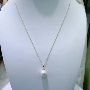 Collier pendentif en perles d'eau douce style cils 12-13 mm, presque parfait, argent pur avec chaîne superposée simple et atmosphérique - Product Image 4