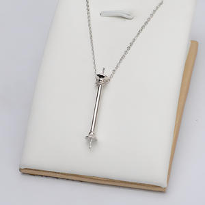 Pendentif Wenchi en argent S925 avec double perle, collier pour femme, chaîne de cou, accessoire de bricolage, composants de bijoux semi-finis, modèle 13848 - Product Image 3