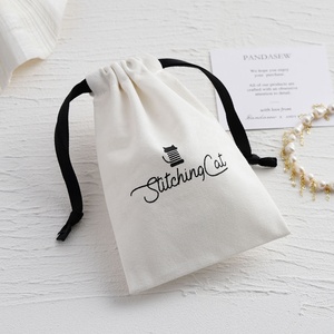 PandaSew Sacs en toile de coton personnalisés blancs de 3 x 4 pouces, sacs à cordon pour bijoux et cadeaux, vente en gros - Product Image 2