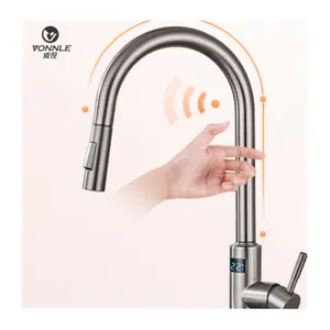 Multifunktion ale Küchen spüle Sensor Touch Wasserhahn mit dehnbarer Drehung intelligente Digital anzeige Sensor Wasserhahn