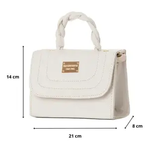 Bolso bandolera Fana Ruby White para mujer, estilo clásico de cuero sintético con asa superior y correa para el hombro para uso diario - Product Image 4