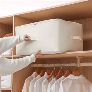 Quilt Storage <b>Bag</b> Large Capacity <b>Foldable</b> Canvas Bedroom Wardrobe Organizer - Product Image 1