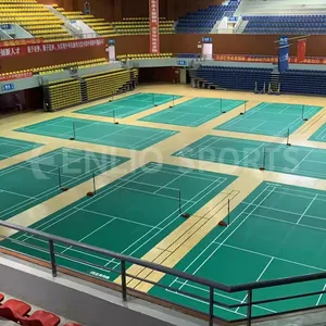 Enlio Bwf Goedgekeurd Badmintonveld Pvc Vinyl Vloeren Badmintonveld Mat Indoor Draagbare Lychee Patroon Pickleball Court Vloer